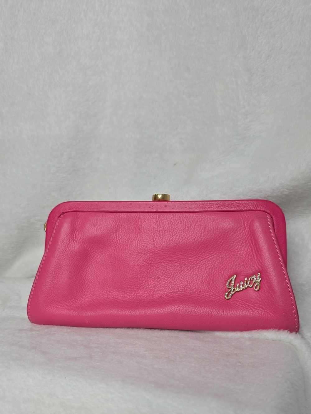 Juicy Couture Bright Pink Leather Kiss-Lock Clutch